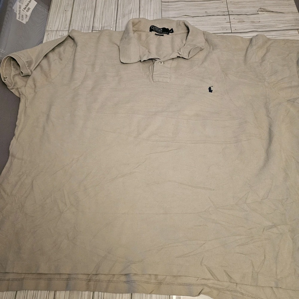 Polo Ralph Lauren Shirt Mens XXL‎ Beige Short Sleeve - Picture 2 of 8